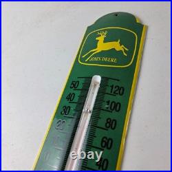 Vintage John Deere Sign Service Guage Gas Pump Sign on Porcelain Thermometer