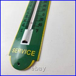Vintage John Deere Sign Service Guage Gas Pump Sign on Porcelain Thermometer