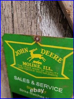 Vintage John Deere Sign Tin Metal Farming Tractor Dealer Sales Oil Gas Service