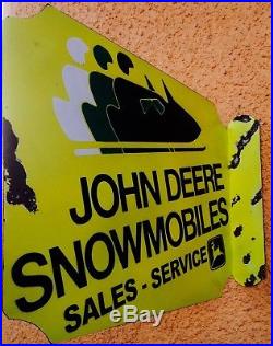Vintage John Deere Ski Doo Snowmobile Sales Sign. Vintage Snowmobile Flange Sign
