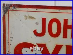 Vintage John Deere Syracuse Chilled Plows Embossed Metal Sign