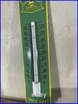 Vintage'' John Deere'' Thermometer'' Heavy Porcelain 11.75 X 2.7.5 Inch