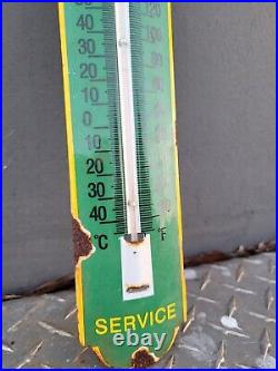 Vintage John Deere Thermometer Porcelain Sign Farm Equipment Tractor Barn Gas