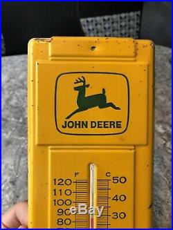 Vintage John Deere Thermometer Tin Sign Eagle Grove Iowa Farm Equipment Tractor