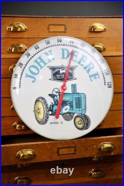 Vintage John Deere Thermometer Tractor Implement Farm Advertising Sign 18 RARE