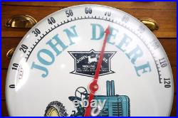Vintage John Deere Thermometer Tractor Implement Farm Advertising Sign 18 RARE
