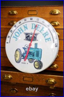 Vintage John Deere Thermometer Tractor Implement Farm Advertising Sign 18 RARE