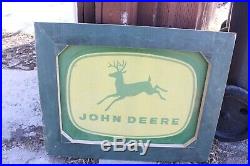Vintage John Deere Tin Metal Wood Wooden Sign Deer