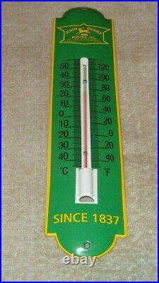 Vintage John Deere Tractor 11 3/4 Porcelain Metal Gasoline Oil Thermometer Sign