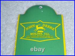 Vintage John Deere Tractor 11 3/4 Porcelain Metal Gasoline Oil Thermometer Sign