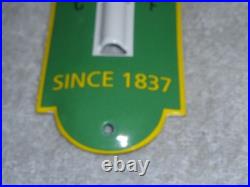 Vintage John Deere Tractor 11 3/4 Porcelain Metal Gasoline Oil Thermometer Sign