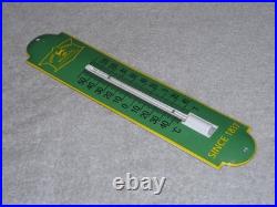 Vintage John Deere Tractor 11 3/4 Porcelain Metal Gasoline Oil Thermometer Sign