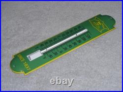 Vintage John Deere Tractor 11 3/4 Porcelain Metal Gasoline Oil Thermometer Sign