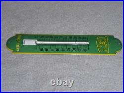 Vintage John Deere Tractor 11 3/4 Porcelain Metal Gasoline Oil Thermometer Sign