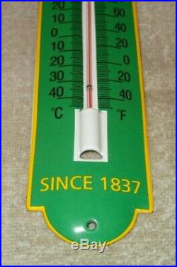 Vintage John Deere Tractor 11 3/4 Porcelain Metal Gasoline Oil Thermometer Sign