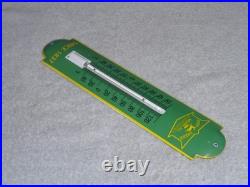 Vintage John Deere Tractor 11 3/4 Porcelain Metal Gasoline Oil Thermometer Sign