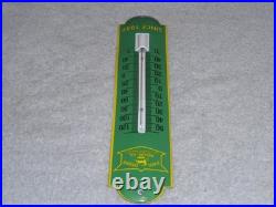 Vintage John Deere Tractor 11 3/4 Porcelain Metal Gasoline Oil Thermometer Sign