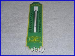 Vintage John Deere Tractor 11 3/4 Porcelain Metal Gasoline Oil Thermometer Sign