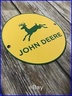 Vintage John Deere Tractor 6 Porcelain Metal Gasoline & Oil Pump Push Shop Sign