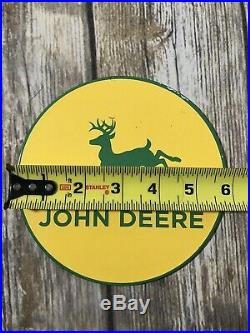 Vintage John Deere Tractor 6 Porcelain Metal Gasoline & Oil Pump Push Shop Sign