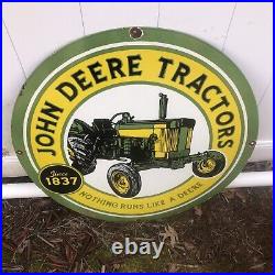Vintage John Deere Tractor Dealer porcelain sign large 30