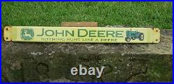 Vintage John Deere Tractor Farm Gas Oil 32 Porcelain Metal Door Push Bar Sign
