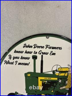 Vintage John Deere Tractor Gasoline Porcelain Sign Gas Motor Oil Pump Sign