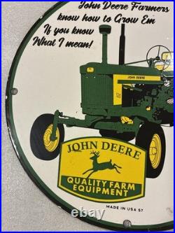 Vintage John Deere Tractor Gasoline Porcelain Sign Gas Motor Oil Pump Sign