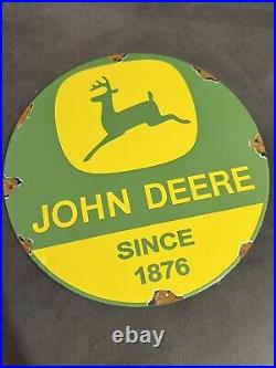 Vintage John Deere Tractor Porcelain Sign Farm Equipment 12
