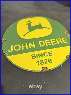 Vintage John Deere Tractor Porcelain Sign Farm Equipment 12