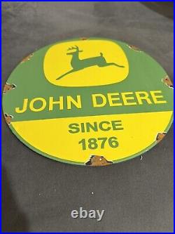 Vintage John Deere Tractor Porcelain Sign Farm Equipment 12