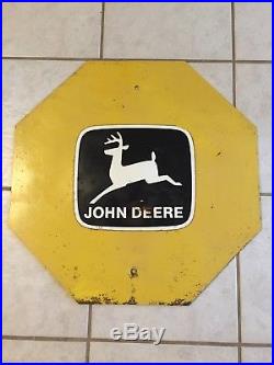 Vintage John Deere Tractor Safety Stop Sign Label Decal On Heavy Steel 24