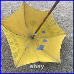 Vintage John Deere Tractor Umbrella Sun Shade Old Advertising Farm Machine Sign