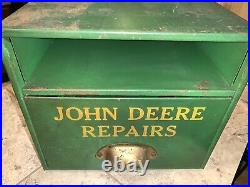 Vintage John Deere Tractors Dealership Repair File Drawer Heavy Metal Box RARE