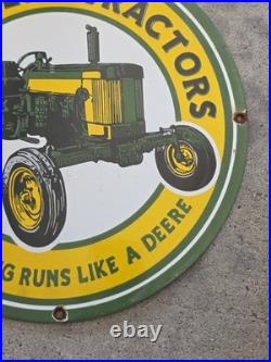 Vintage John Deere Tractors Nothing Runs Like A Deere Porcelain Sign 12