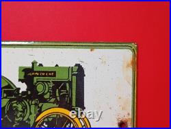 Vintage John Deere Tractors Porcelain Sign 6 x 3.5