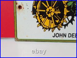 Vintage John Deere Tractors Porcelain Sign 6 x 3.5
