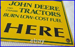 Vintage John Deere Tractors Porcelain Sign Sales Service Dealership Farm Barn Ih