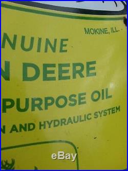 Vintage John Deere Transmission Hydraulic Oil Can Porcelain Sign Rack Plate