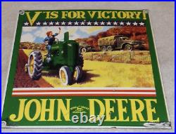 Vintage John Deere V Is 4 Victory Farm Tractor 10 Porcelain Metal Gas Oil Sign
