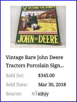 Vintage John Deere V Is 4 Victory Farm Tractor 10 Porcelain Metal Gas Oil Sign