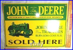 Vintage John Deere sign porcelain collectible old tractor advertising memorabili