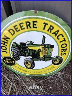 Vintage John Deere tractor dealer? Porcelain sign 30 inch Display