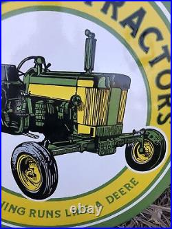 Vintage John Deere tractor dealer? Porcelain sign 30 inch Display