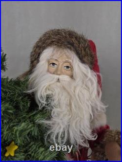 Vintage LYNN HANEY Santa Claus Figurine Woodland Santa 1989 JOHN DEERE Signed