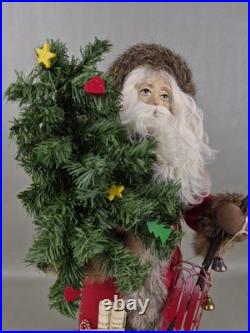 Vintage LYNN HANEY Santa Claus Figurine Woodland Santa 1989 JOHN DEERE Signed