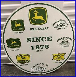 Vintage Large 30 John Deere Porcelain Metal Sign Gas & Oil
