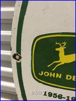 Vintage Large 30 John Deere Porcelain Metal Sign Gas & Oil