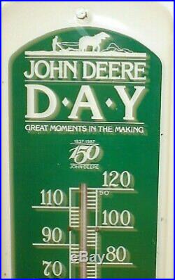 Vintage Large John Deere 150 Years 1837-1987 Iowa Farm Tractor Thermometer Sign