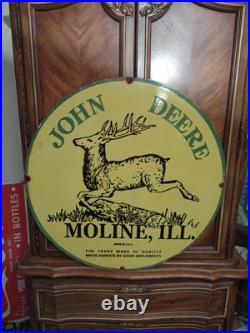 Vintage Large John Deere 30 Porcelain Sign Farming Tractor Dealer Sales Service